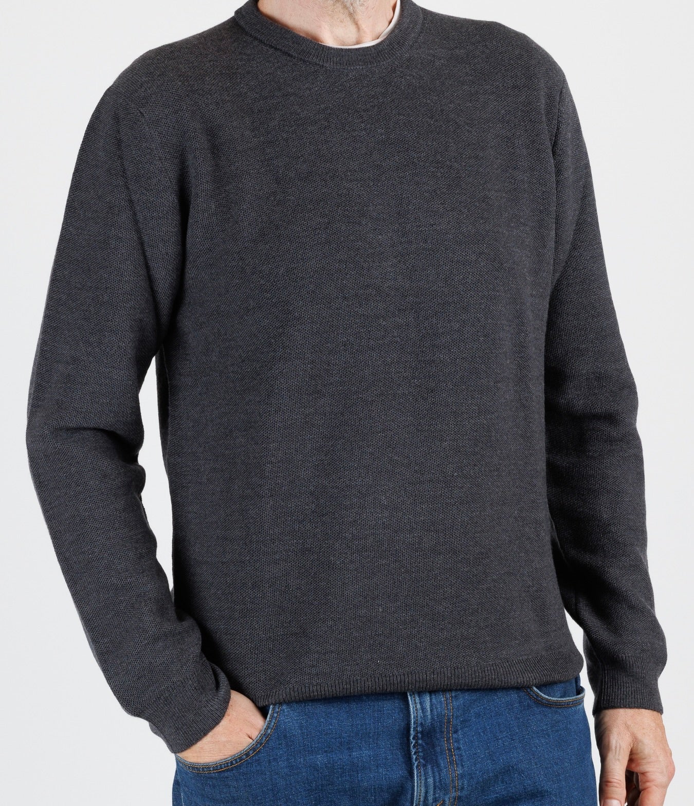 Zanone: Honeycomb crewneck sweater in merino wool