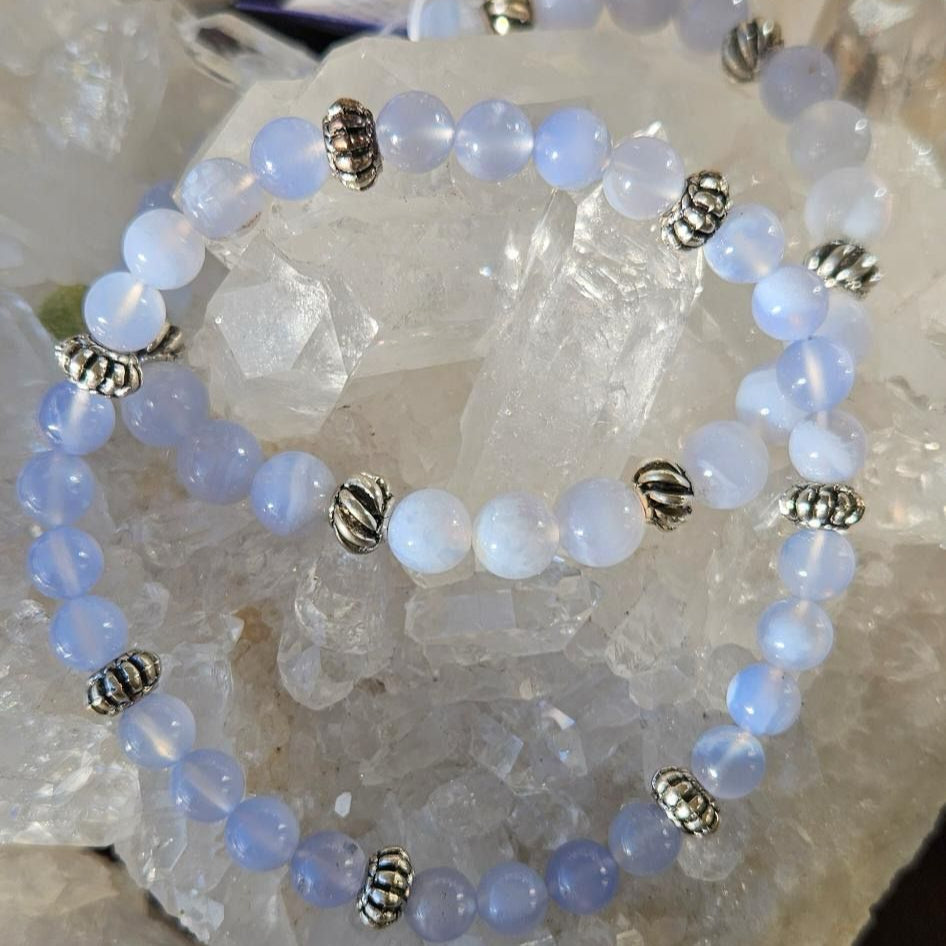 Blauer Chalcedon Armband 6mm und 8mm