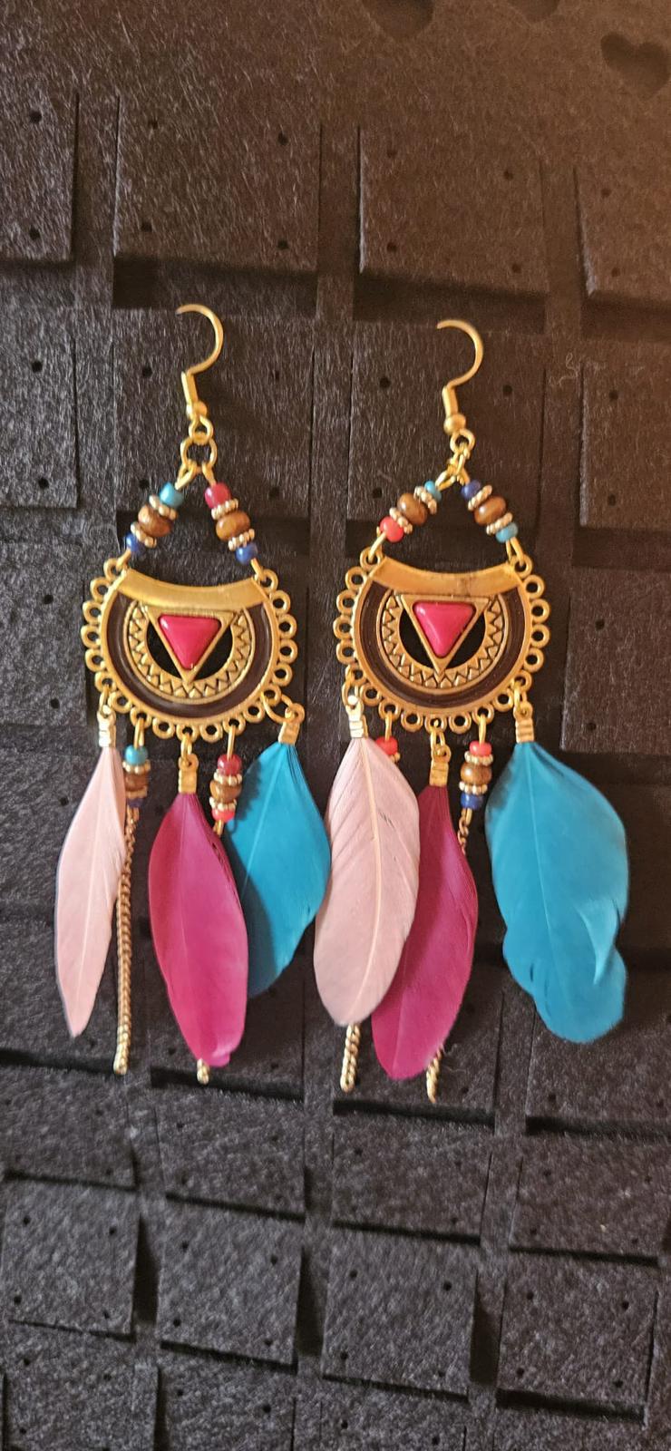 Feder-Ohrringe - Bunte Farben
