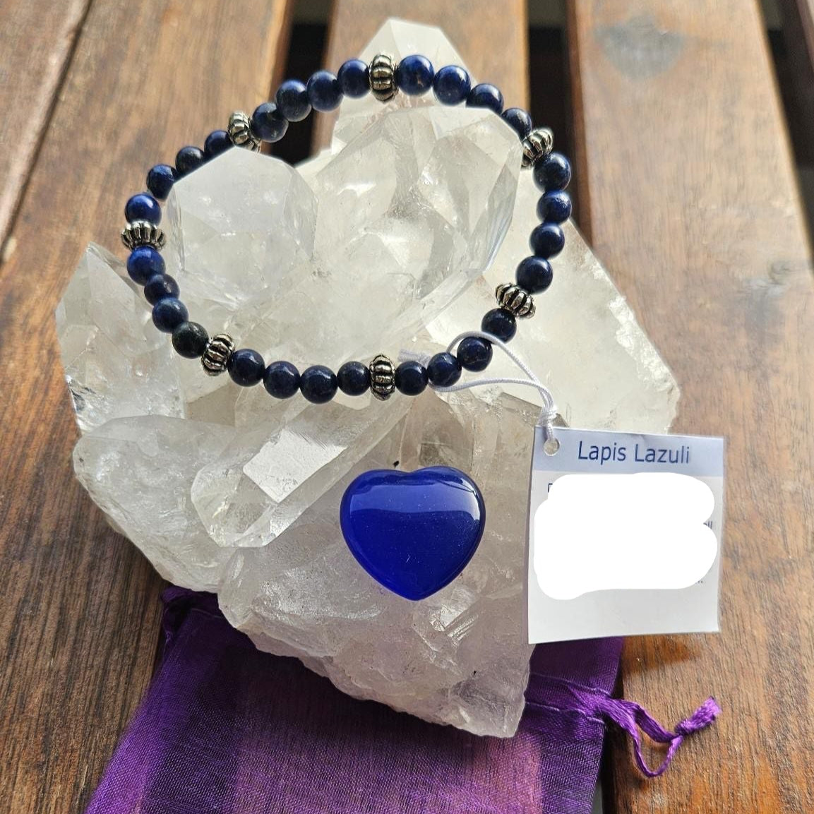 Geschenkset - Lapis Lazuli Armband und Herzstein aus Wasserstein