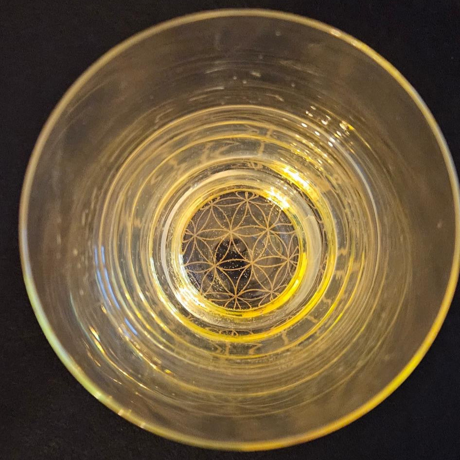 Glas-Untersetzer Blume des Lebens gold Ø 9cm