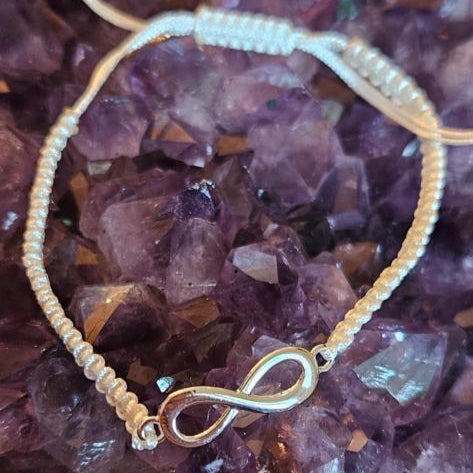 Glücksarmband mit Infinity Symbol weiss oder schwarz