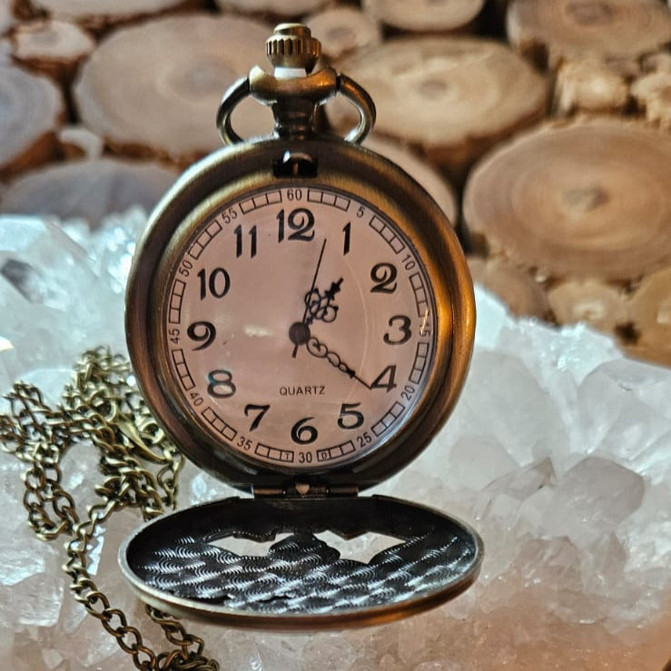 Quarz Taschenuhr mit Motorrad-Motiv