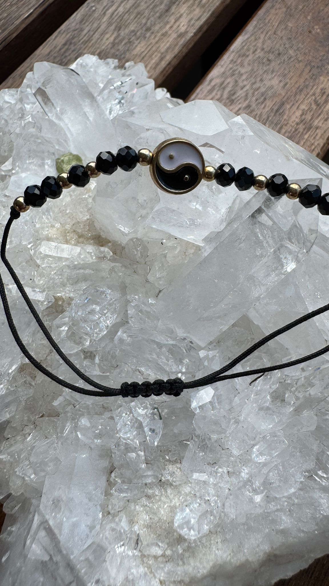 Yin Yang Armband Schwarz/Gold