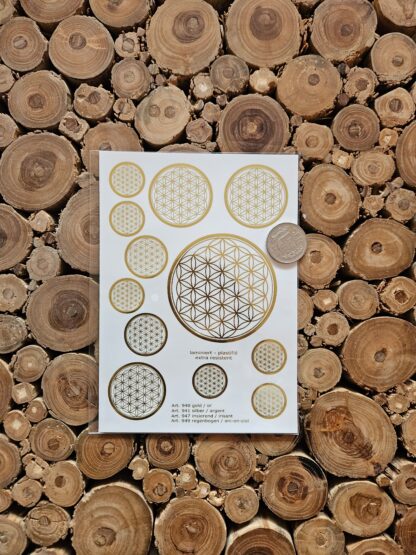 Aufkleber/ Sticker A5 Blume des Lebens in Gold – Bild 2