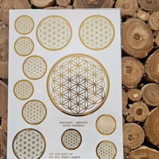 Aufkleber/ Sticker A5 Blume des Lebens in Gold
