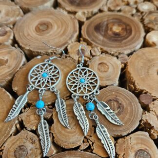 Traumfänger Ohrringe aus Edelstahl mit Türkis