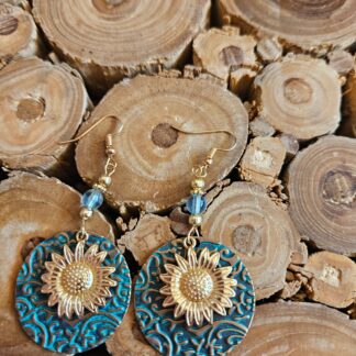 Runde Vintage Sonnenblume Ohrringe