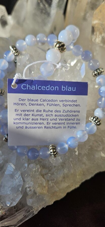 Blauer Chalcedon Armband 6mm und 8mm – Bild 2