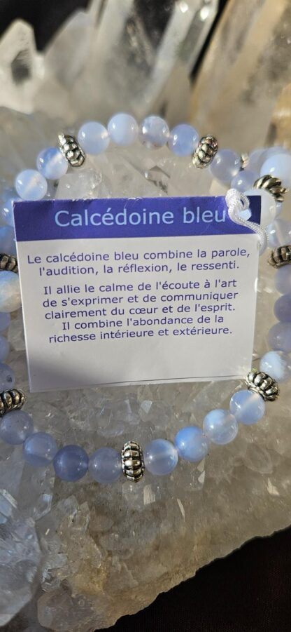 Blauer Chalcedon Armband 6mm und 8mm – Bild 3
