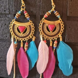 Feder-Ohrringe - Bunte Farben
