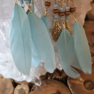 Feder-Ohrringe-Türkis