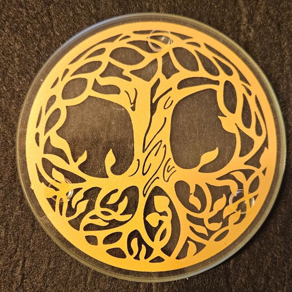 Glas-Untersetzer Lebensbaum gold Ø 9cm