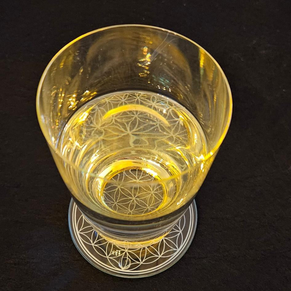 Glas-Untersetzer Blume des Lebens weiss Ø 9cm – Bild 2