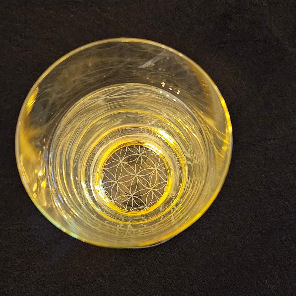 Glas-Untersetzer Blume des Lebens weiss Ø 9cm – Bild 3