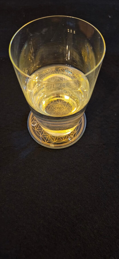 Glas-Untersetzer Blume des Lebens gold Ø 9cm – Bild 3