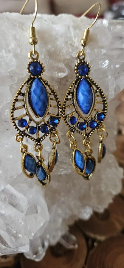 Ohrringe in Gold-Blau – Bild 3