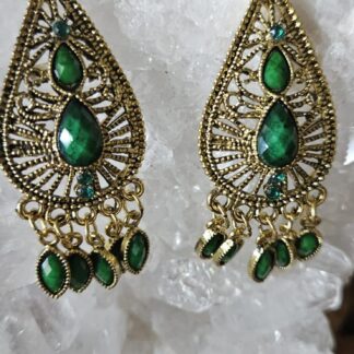 Vintage Ohrringe in Gold-Grün