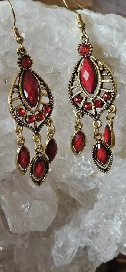 Vintage Ohrringe in Gold-Rot – Bild 2