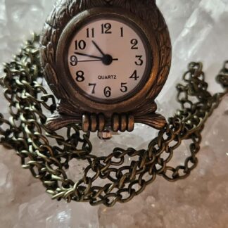 Quarz Taschenuhr mit Eule-Motiv