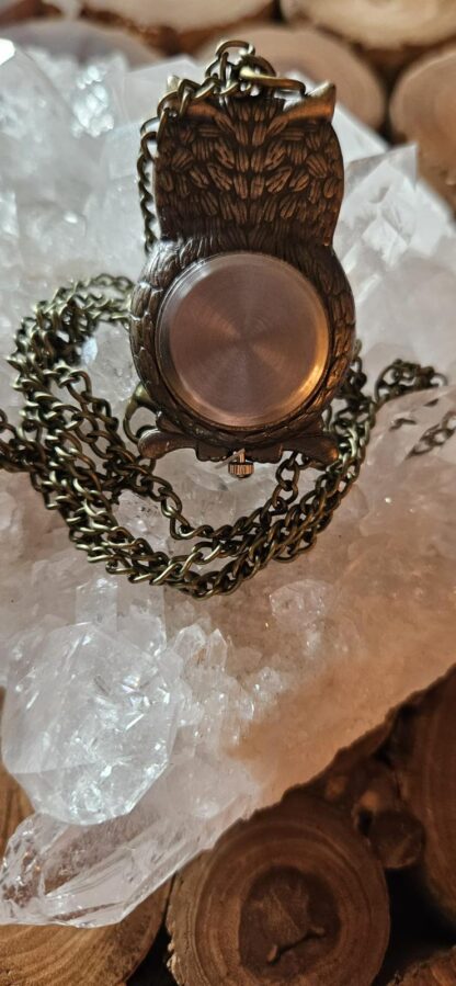Quarz Taschenuhr mit Eule-Motiv – Bild 3
