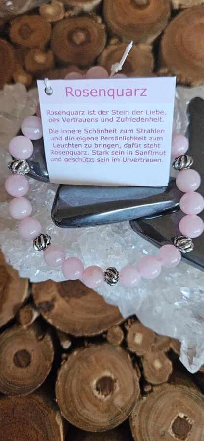 Rosenquarz-Armband 6mm und 8mm – Bild 2