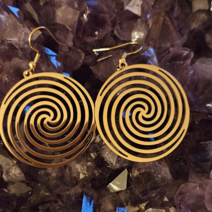Spiral-Ohrringe Edelstahl Gold – Bild 2