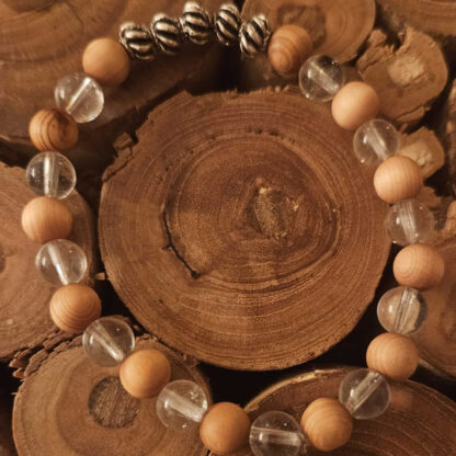 Zanderholz-Armband mit Bergkristall und 5 Edelmetall-Rondellen – Bild 2