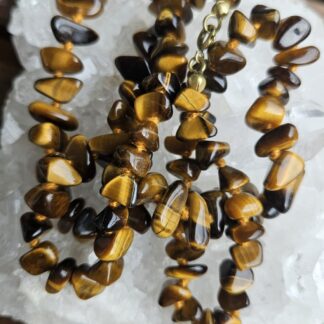 Tigerauge Kette - Mut und Schutz Unikat 34 cm