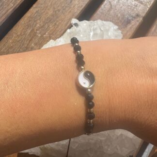 Yin Yang Armband Schwarz/Gold