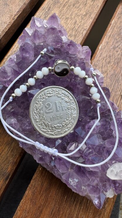 Yin Yang Armband Weiss/Silber – Bild 2