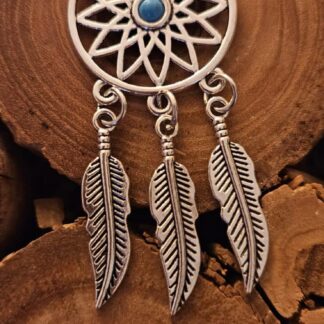 Kette mit Traumfänger-Anhänger aus Edelstahl mit Türkis