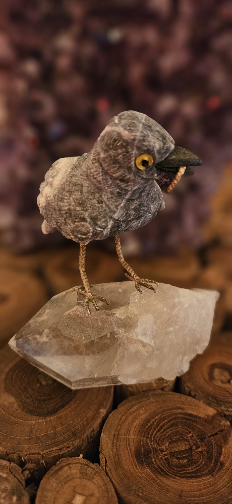 Bergkristall mit Graphit-Vogel 290gr (unikat) – Bild 3